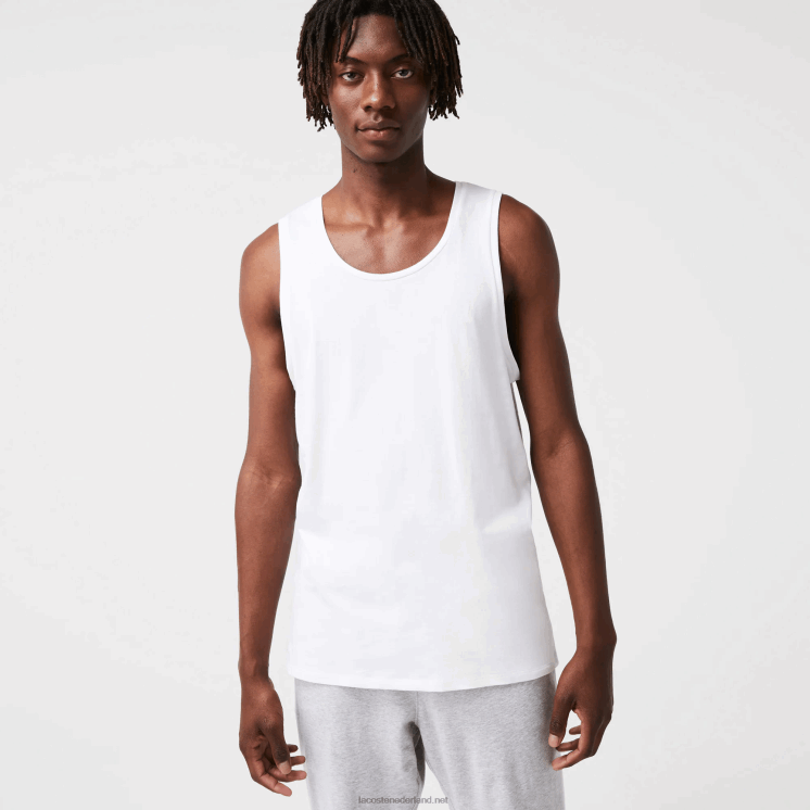 Lacoste katoenen tanktop 3-pack 0828H1360 wit 001 Heren