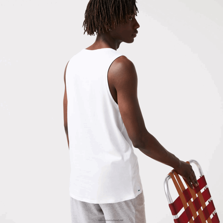 Lacoste katoenen tanktop 3-pack 0828H1360 wit 001 Heren