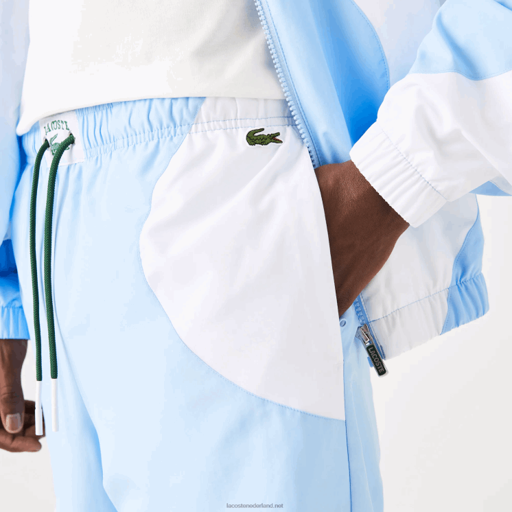 Lacoste Heritage grafische trainingsbroek 0828H1071 blauw wit e7b Heren