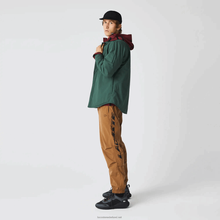 Lacoste contrasterende oversized trainingsbroek met branding 0828H1002 bruin z0w Heren