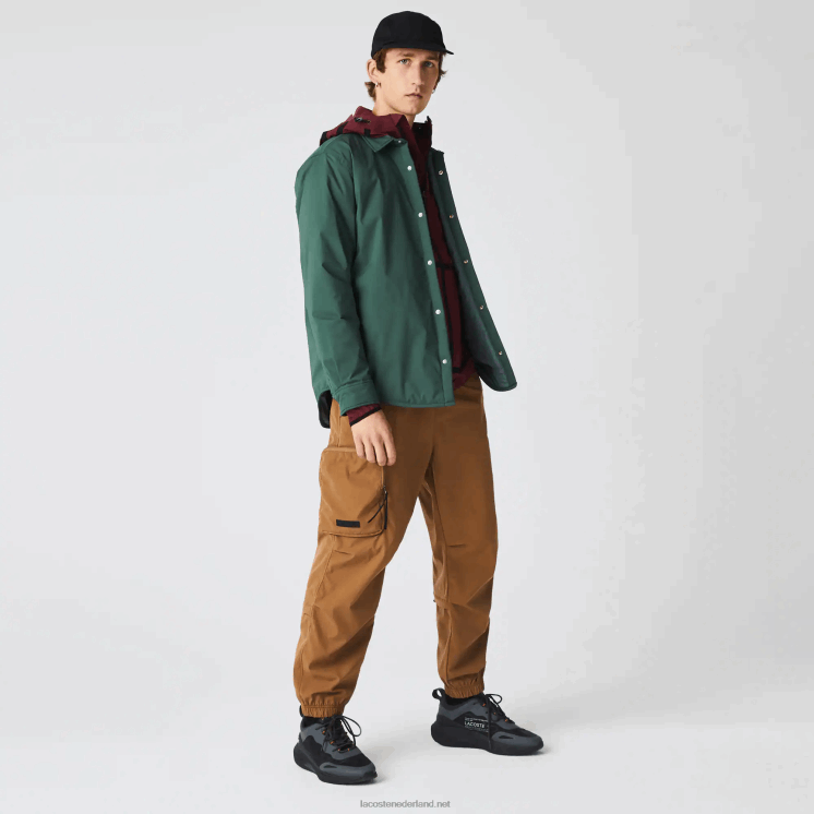 Lacoste contrasterende oversized trainingsbroek met branding 0828H1002 bruin z0w Heren