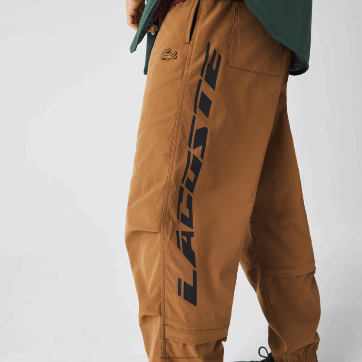 Lacoste contrasterende oversized trainingsbroek met branding 0828H1002 bruin z0w Heren