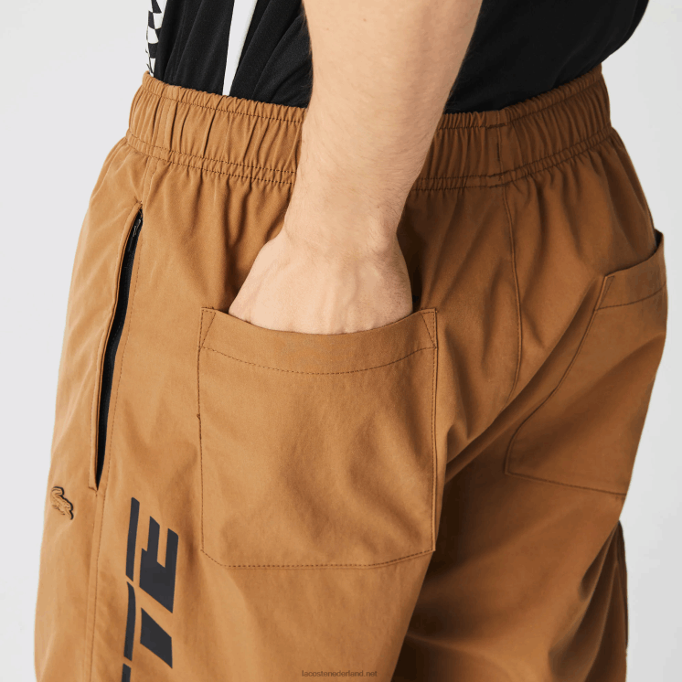 Lacoste contrasterende oversized trainingsbroek met branding 0828H1002 bruin z0w Heren