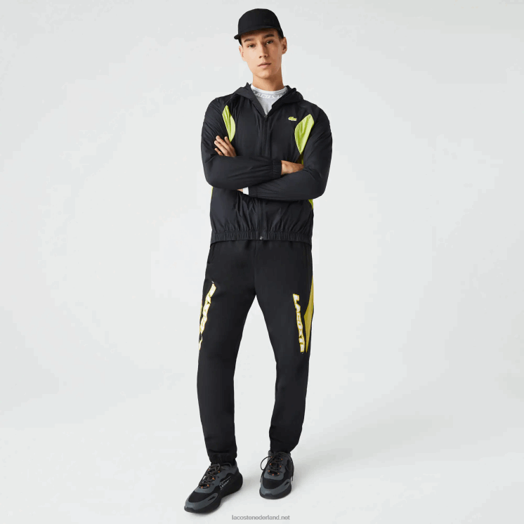 Lacoste erfgoed regular fit trainingsbroek met kleurvlakken 0828H1110 zwart geel n07 Heren