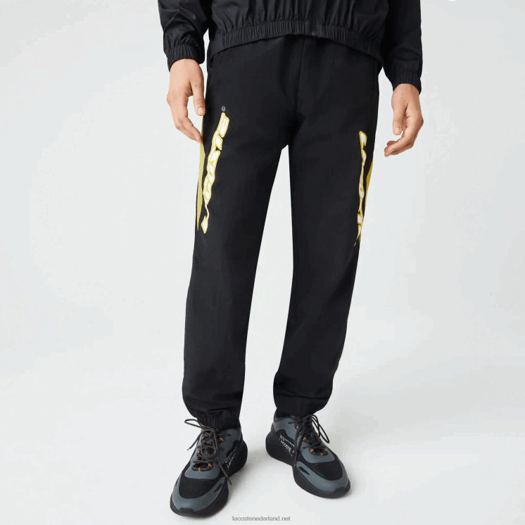 Lacoste erfgoed regular fit trainingsbroek met kleurvlakken 0828H1110 zwart geel n07 Heren