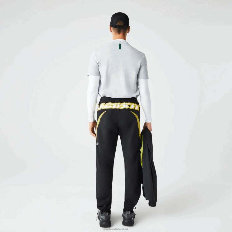 Lacoste erfgoed regular fit trainingsbroek met kleurvlakken 0828H1110 zwart geel n07 Heren