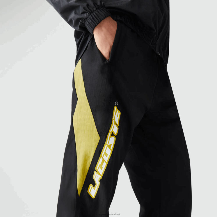 Lacoste erfgoed regular fit trainingsbroek met kleurvlakken 0828H1110 zwart geel n07 Heren