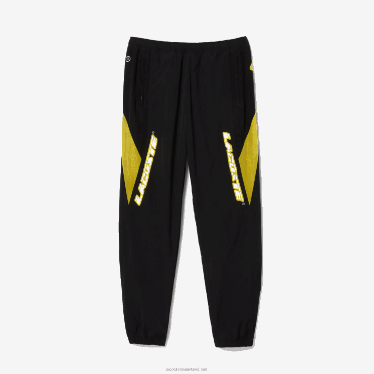 Lacoste erfgoed regular fit trainingsbroek met kleurvlakken 0828H1110 zwart geel n07 Heren