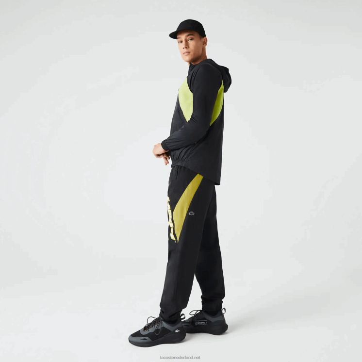 Lacoste erfgoed regular fit trainingsbroek met kleurvlakken 0828H1110 zwart geel n07 Heren