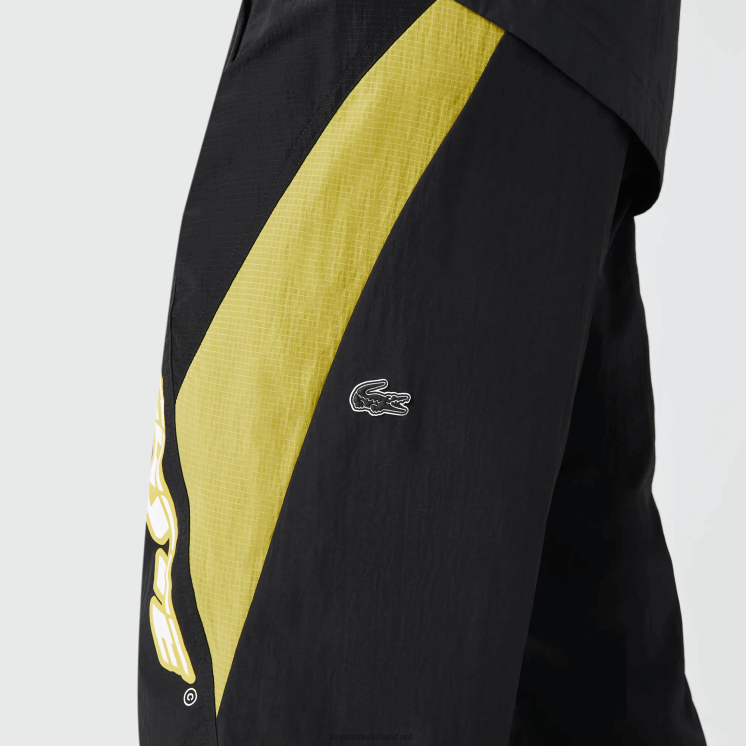 Lacoste erfgoed regular fit trainingsbroek met kleurvlakken 0828H1110 zwart geel n07 Heren