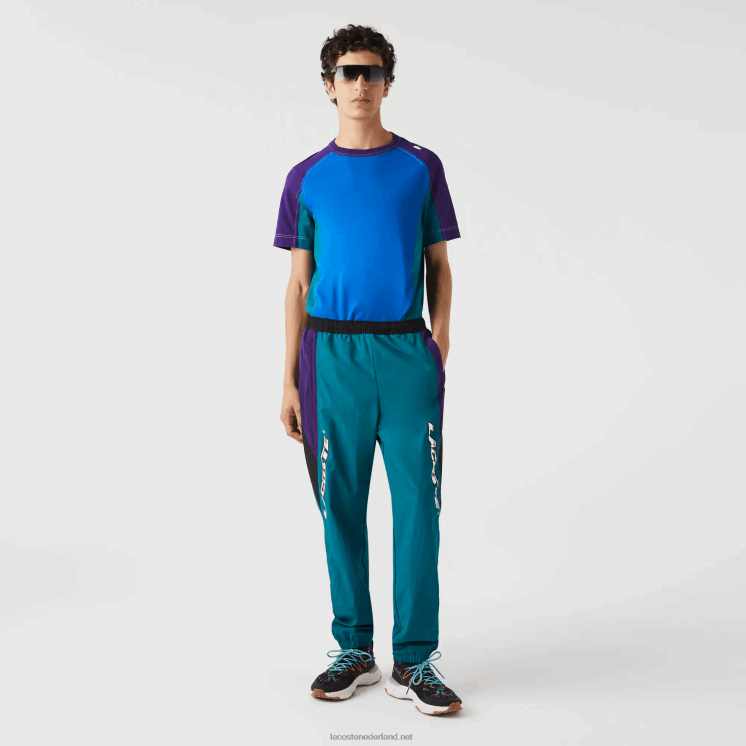 Lacoste erfgoed regular fit trainingsbroek met kleurvlakken 0828H1111 groen paars zwart n10 Heren