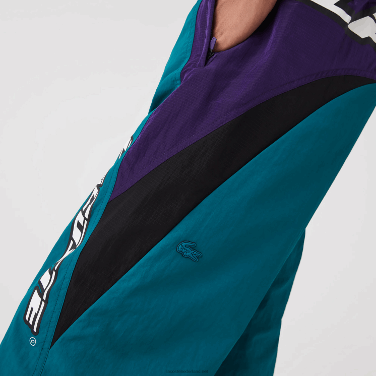 Lacoste erfgoed regular fit trainingsbroek met kleurvlakken 0828H1111 groen paars zwart n10 Heren
