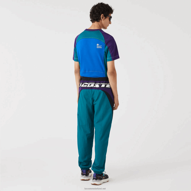 Lacoste erfgoed regular fit trainingsbroek met kleurvlakken 0828H1111 groen paars zwart n10 Heren