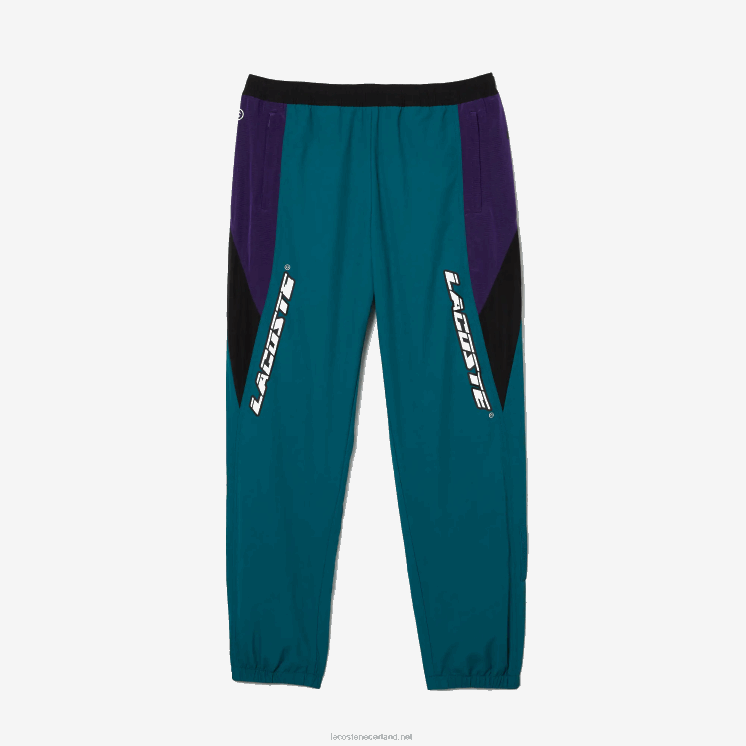 Lacoste erfgoed regular fit trainingsbroek met kleurvlakken 0828H1111 groen paars zwart n10 Heren