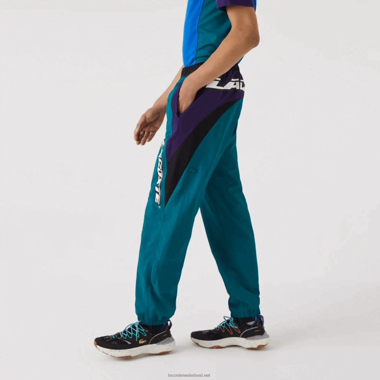 Lacoste erfgoed regular fit trainingsbroek met kleurvlakken 0828H1111 groen paars zwart n10 Heren