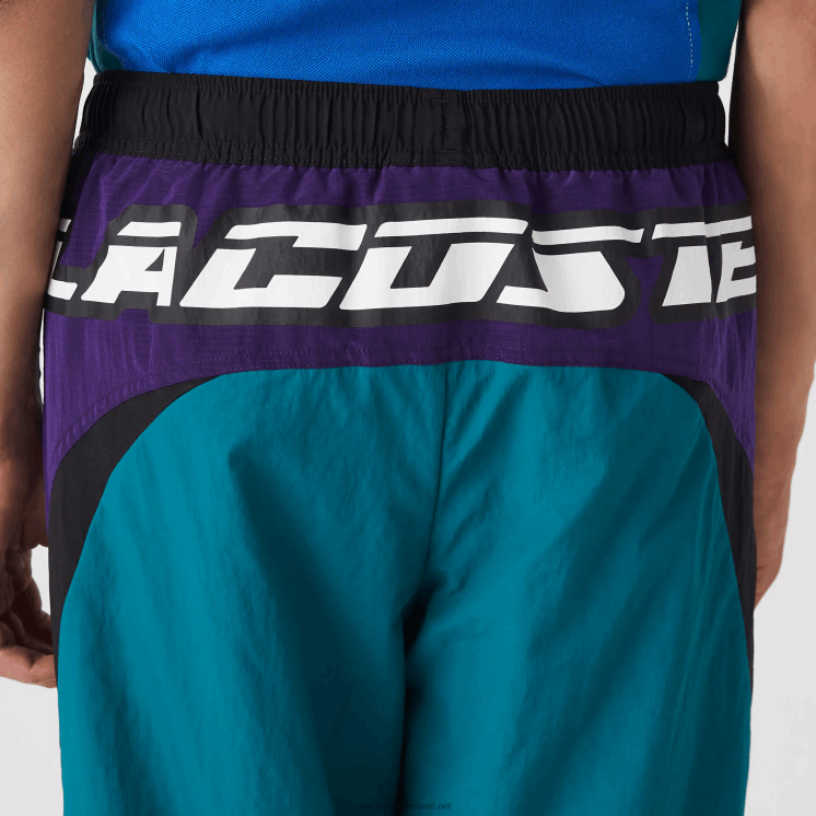 Lacoste erfgoed regular fit trainingsbroek met kleurvlakken 0828H1111 groen paars zwart n10 Heren