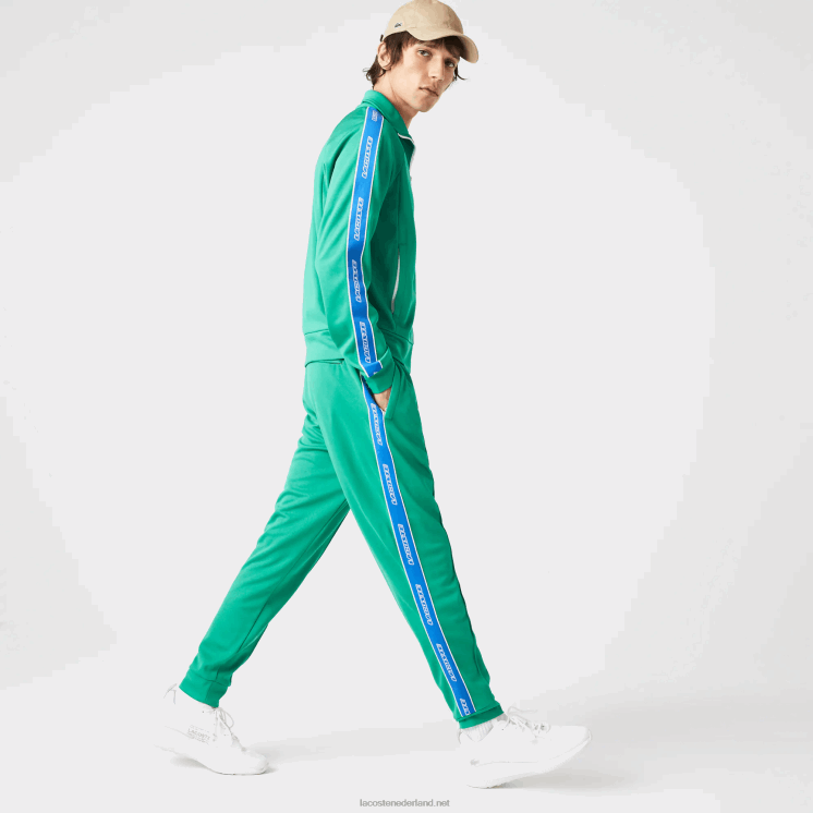 Lacoste erfgoed trainingsbroek met contrasterende banden 0828H1068 groene hd2 Heren