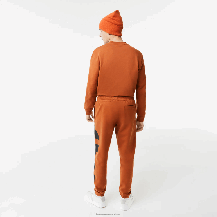 Lacoste katoenen trainingsbroek met contrasterende letters 0828H1037 bruin 3pb Heren