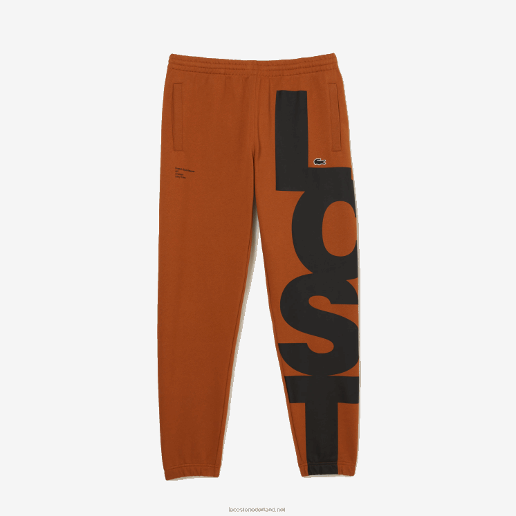 Lacoste katoenen trainingsbroek met contrasterende letters 0828H1037 bruin 3pb Heren