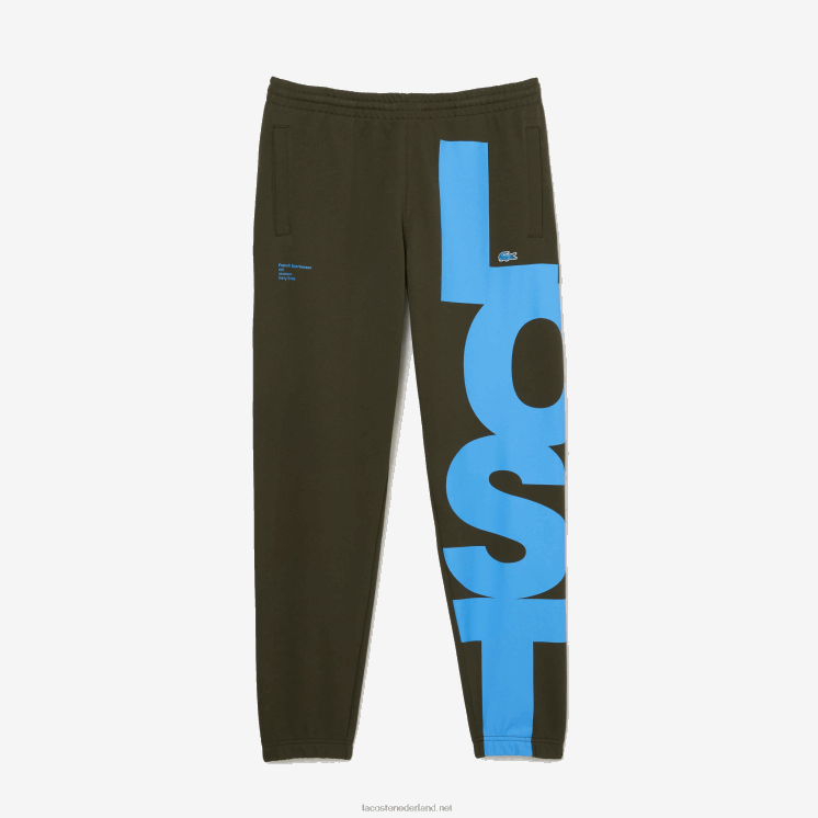 Lacoste katoenen trainingsbroek met contrasterende letters 0828H1038 kaki groen s7t Heren
