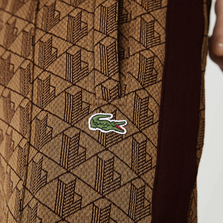 Lacoste live monogram jacquard trainingsbroek 0828H1186 beige bordeaux mkj Heren