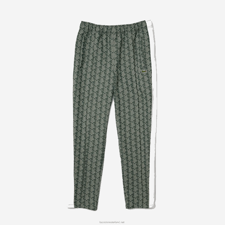 Lacoste live monogram jacquard trainingsbroek 0828H1187 groenbeige 7m4 Heren