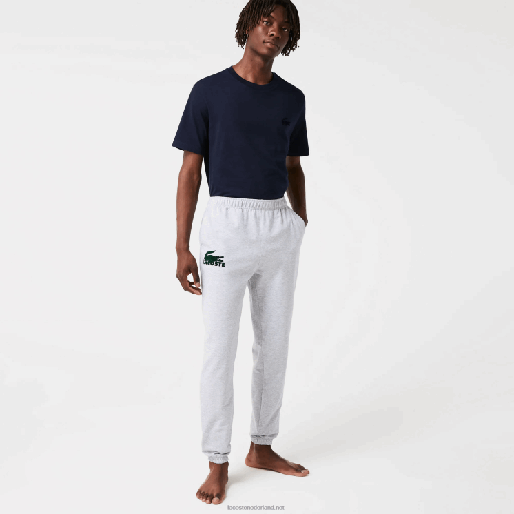 Lacoste lounge-joggingbroek van katoenfleece 0828H1475 grijs chine groen y9k Heren
