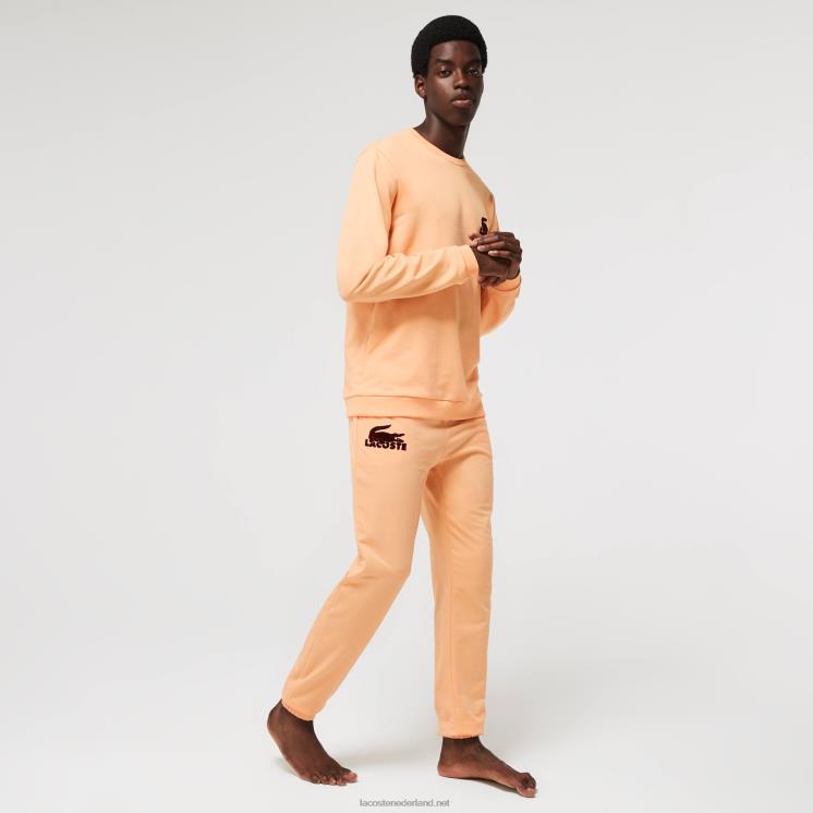Lacoste lounge-joggingbroek van katoenfleece 0828H1478 lichtoranje bordeaux rz6 Heren