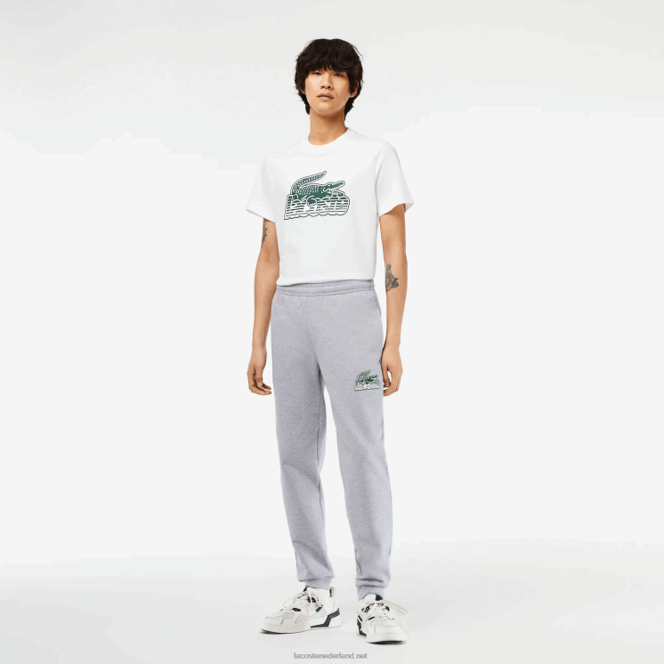 Lacoste ongeborstelde fleece trainingsbroek 0828H308 grijze chine ca Heren