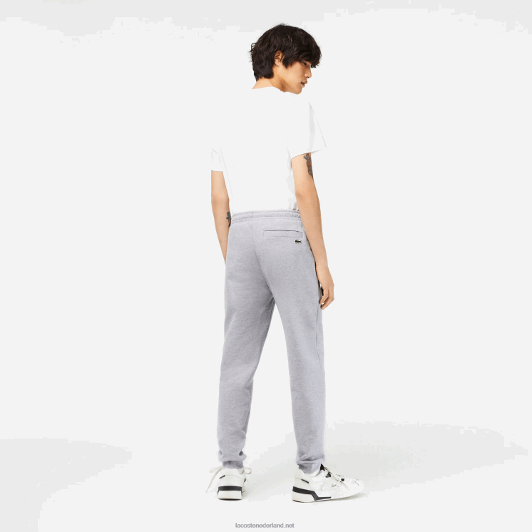 Lacoste ongeborstelde fleece trainingsbroek 0828H308 grijze chine ca Heren