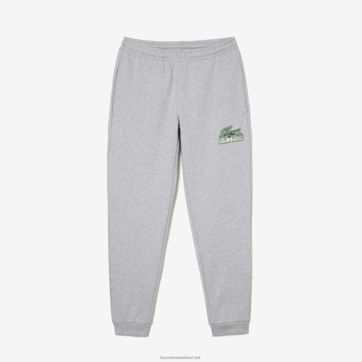 Lacoste ongeborstelde fleece trainingsbroek 0828H308 grijze chine ca Heren