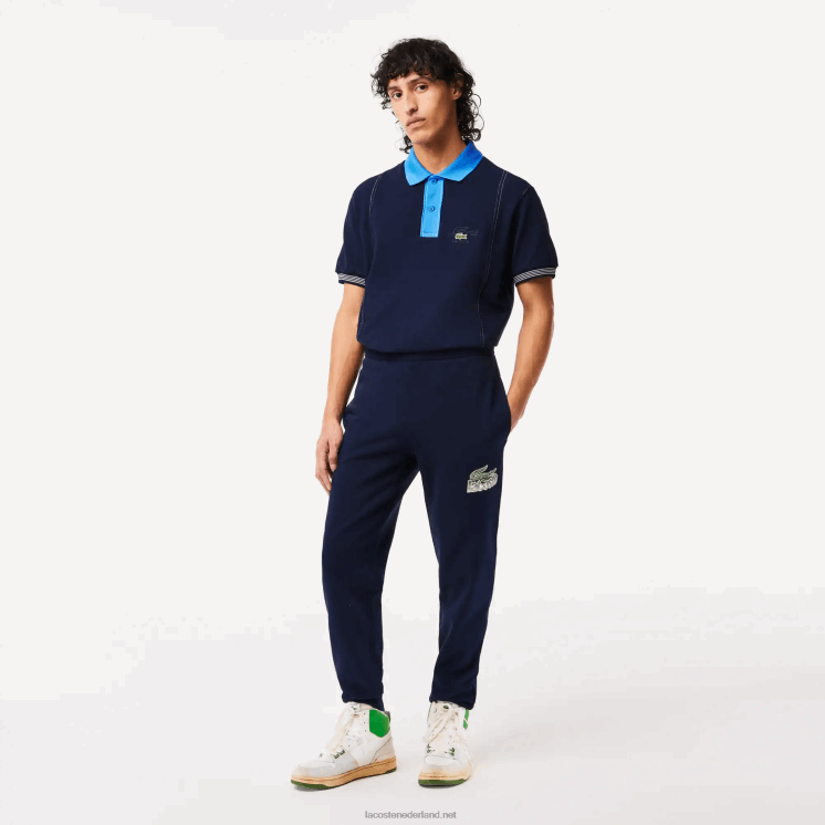 Lacoste ongeborstelde fleece trainingsbroek 0828H309 marineblauw 166 Heren