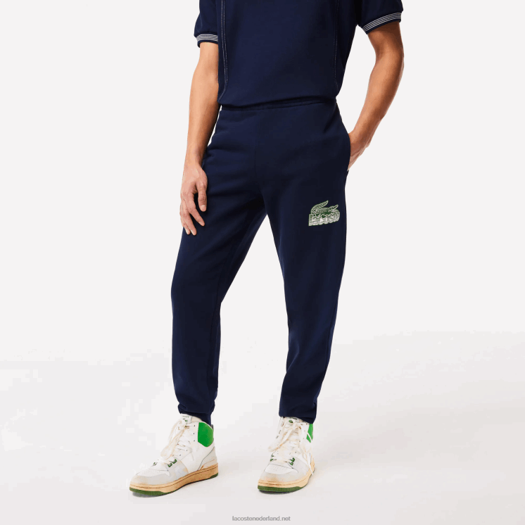 Lacoste ongeborstelde fleece trainingsbroek 0828H309 marineblauw 166 Heren