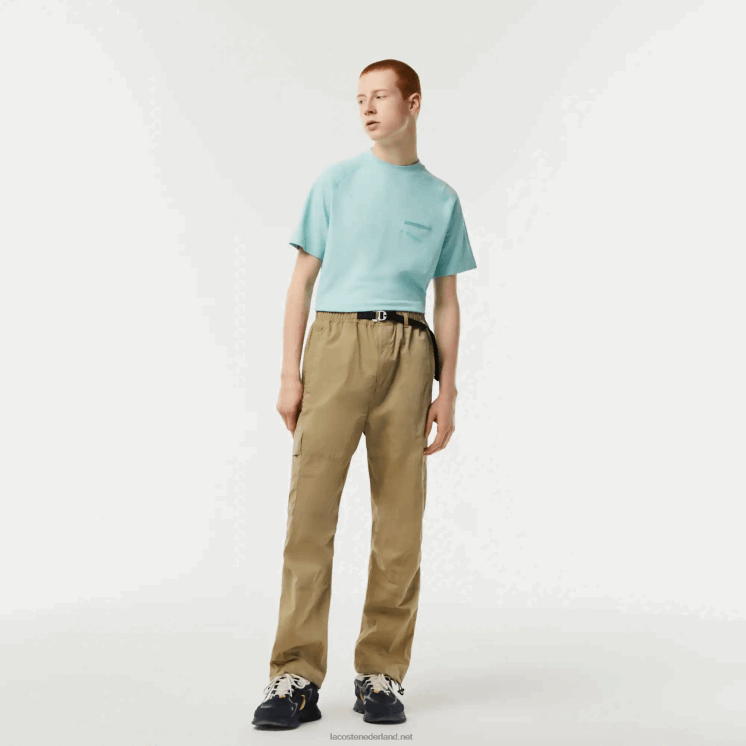 Lacoste relaxte waterafstotende trainingsbroek 0828H22 beige cb8 Heren