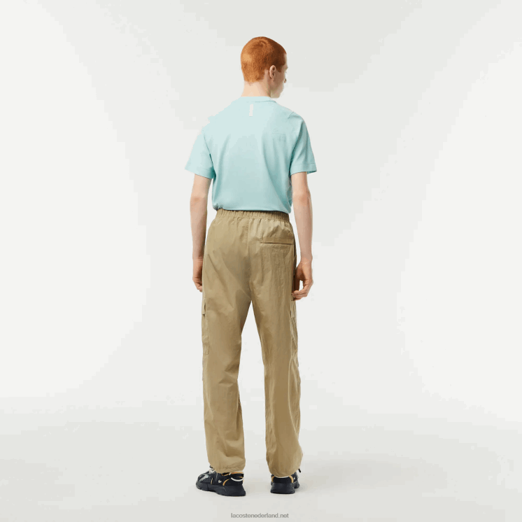 Lacoste relaxte waterafstotende trainingsbroek 0828H22 beige cb8 Heren