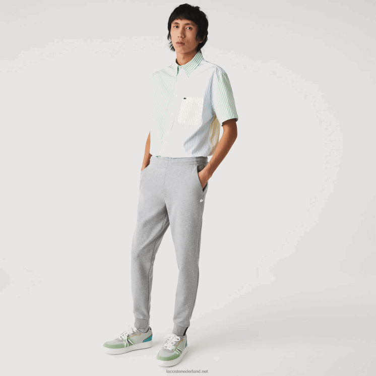 Lacoste slim fit trainingsbroek van gemêleerde katoenmix 0828H1005 grijze chine 4jv Heren