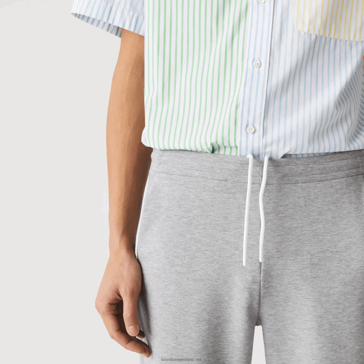 Lacoste slim fit trainingsbroek van gemêleerde katoenmix 0828H1005 grijze chine 4jv Heren