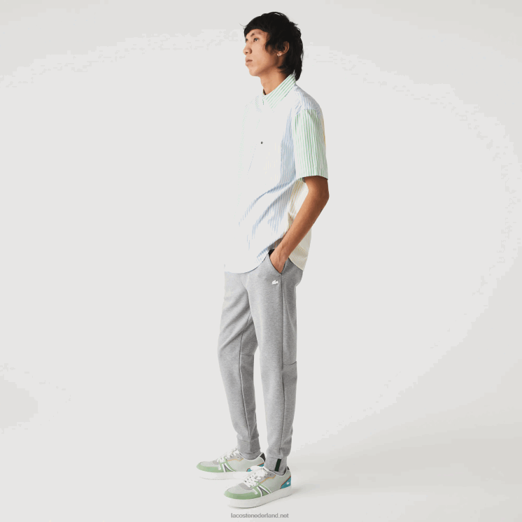 Lacoste slim fit trainingsbroek van gemêleerde katoenmix 0828H1005 grijze chine 4jv Heren