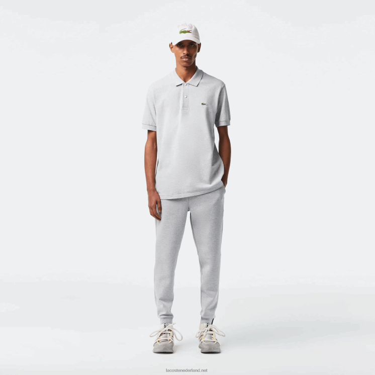 Lacoste slim fit trainingsbroek van gemêleerde katoenmix 0828H1006 grijze chine ca Heren