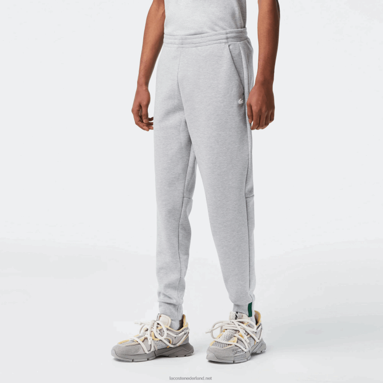 Lacoste slim fit trainingsbroek van gemêleerde katoenmix 0828H1006 grijze chine ca Heren