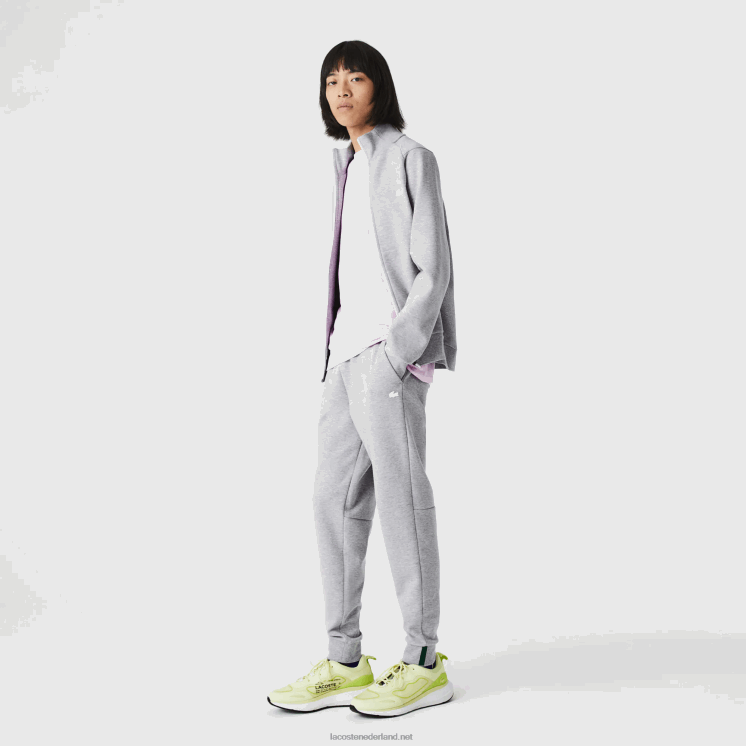 Lacoste slim fit trainingsbroek van gemêleerde katoenmix 0828H1006 grijze chine ca Heren