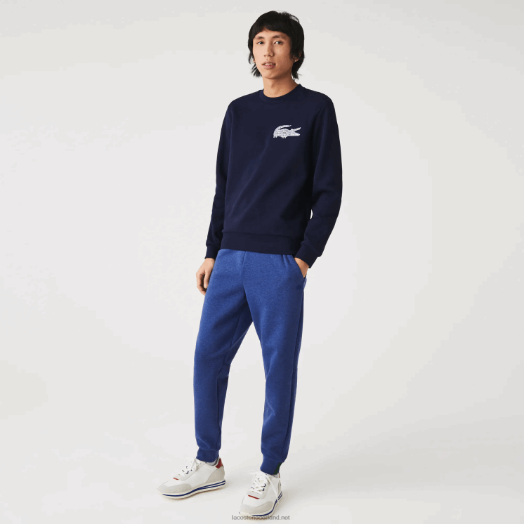 Lacoste slim fit trainingsbroek van gemêleerde katoenmix 0828H1140 blauw chine hjd Heren