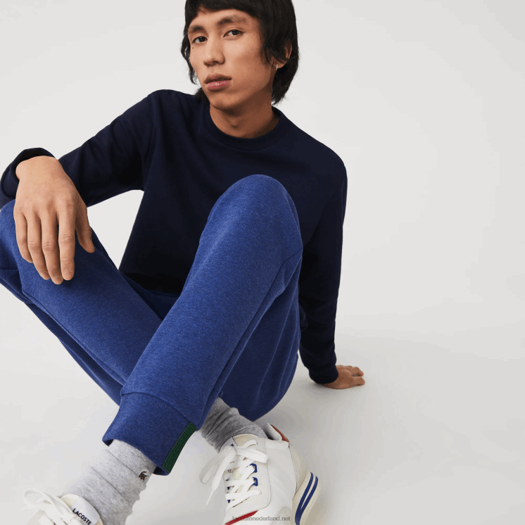 Lacoste slim fit trainingsbroek van gemêleerde katoenmix 0828H1140 blauw chine hjd Heren