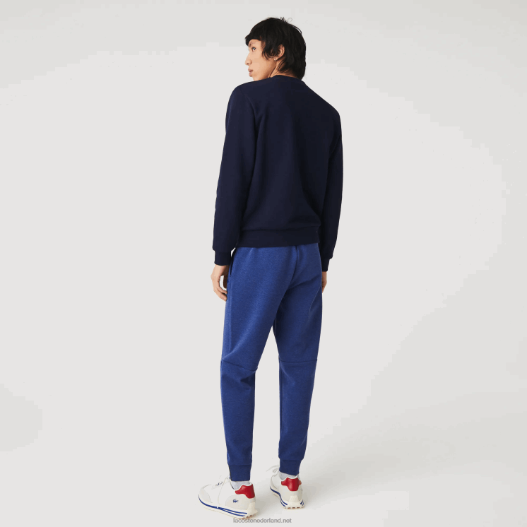 Lacoste slim fit trainingsbroek van gemêleerde katoenmix 0828H1140 blauw chine hjd Heren
