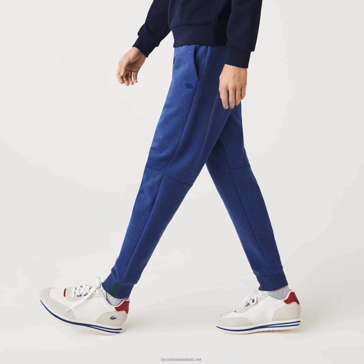 Lacoste slim fit trainingsbroek van gemêleerde katoenmix 0828H1140 blauw chine hjd Heren