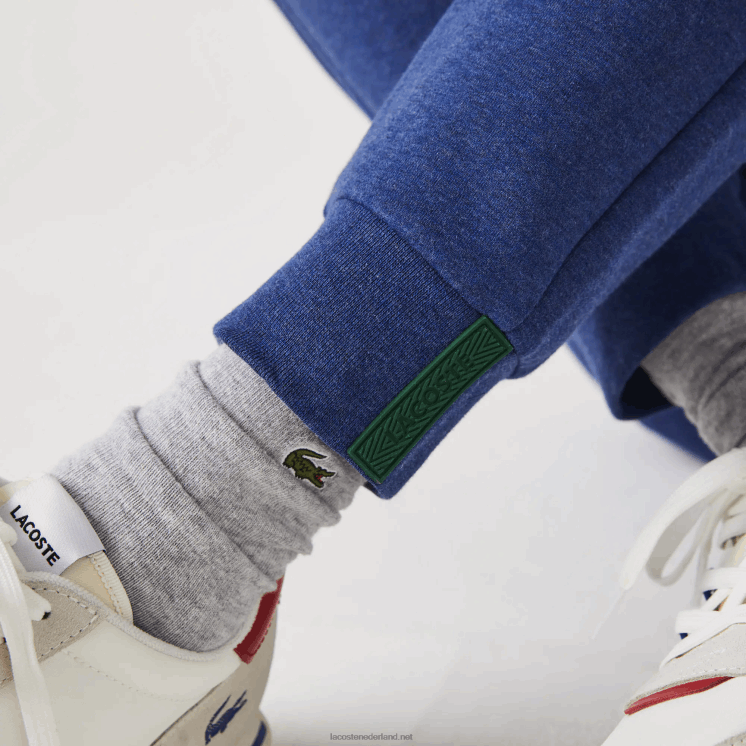Lacoste slim fit trainingsbroek van gemêleerde katoenmix 0828H1140 blauw chine hjd Heren