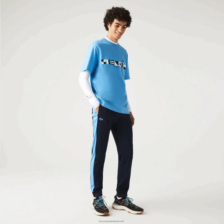 Lacoste sport hardloopbestendige tennistrainingsbroek 0828H993 marineblauw wit 61e Heren