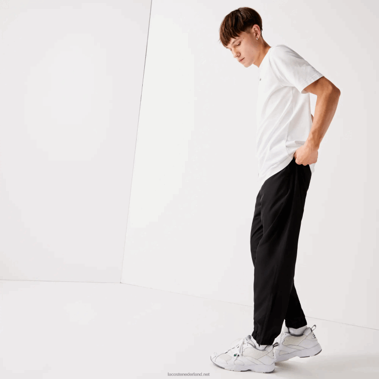 Lacoste sport tennis diamant geweven tafzijde trainingsbroek 0828H1113 zwart 031 Heren
