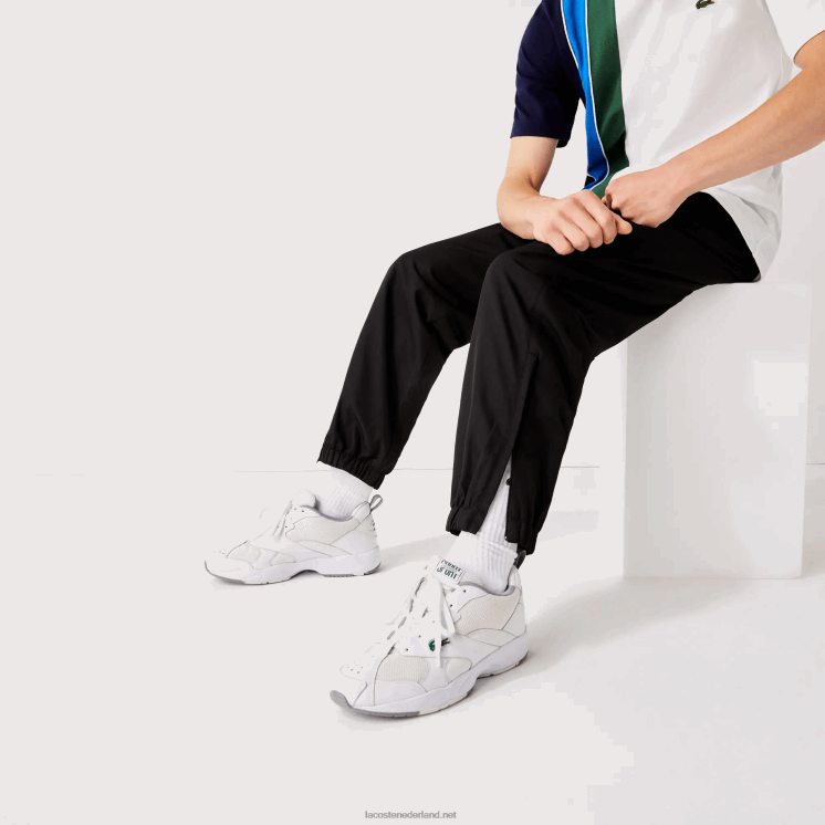 Lacoste sport tennis diamant geweven tafzijde trainingsbroek 0828H1113 zwart 031 Heren