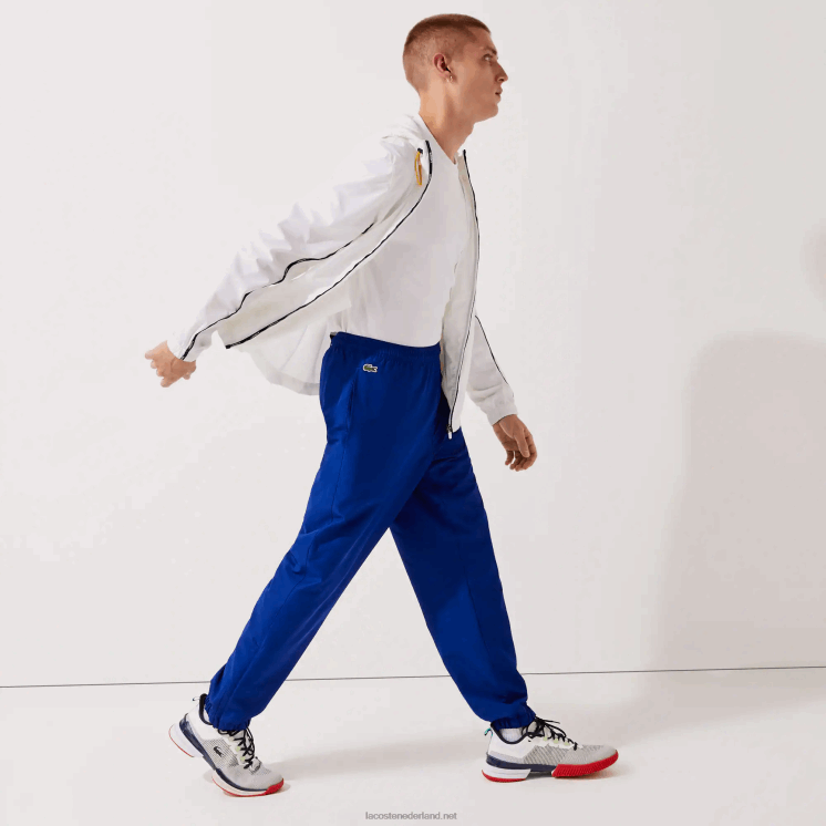 Lacoste sport tennis diamant geweven tafzijde trainingsbroek 0828H1114 blauwe bdm Heren